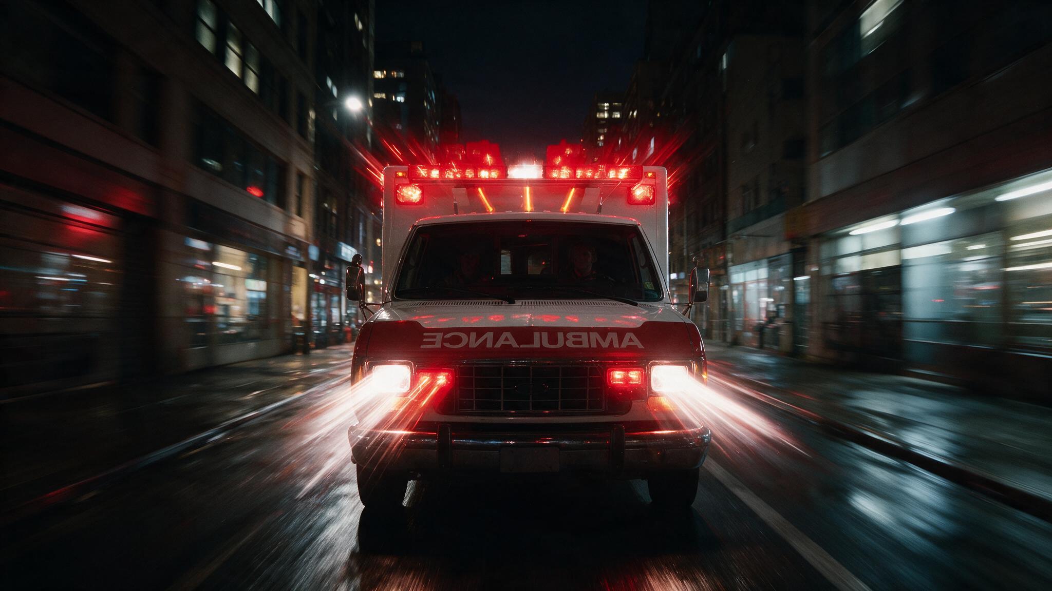 Exhibition Trailer — ambulance driving at night